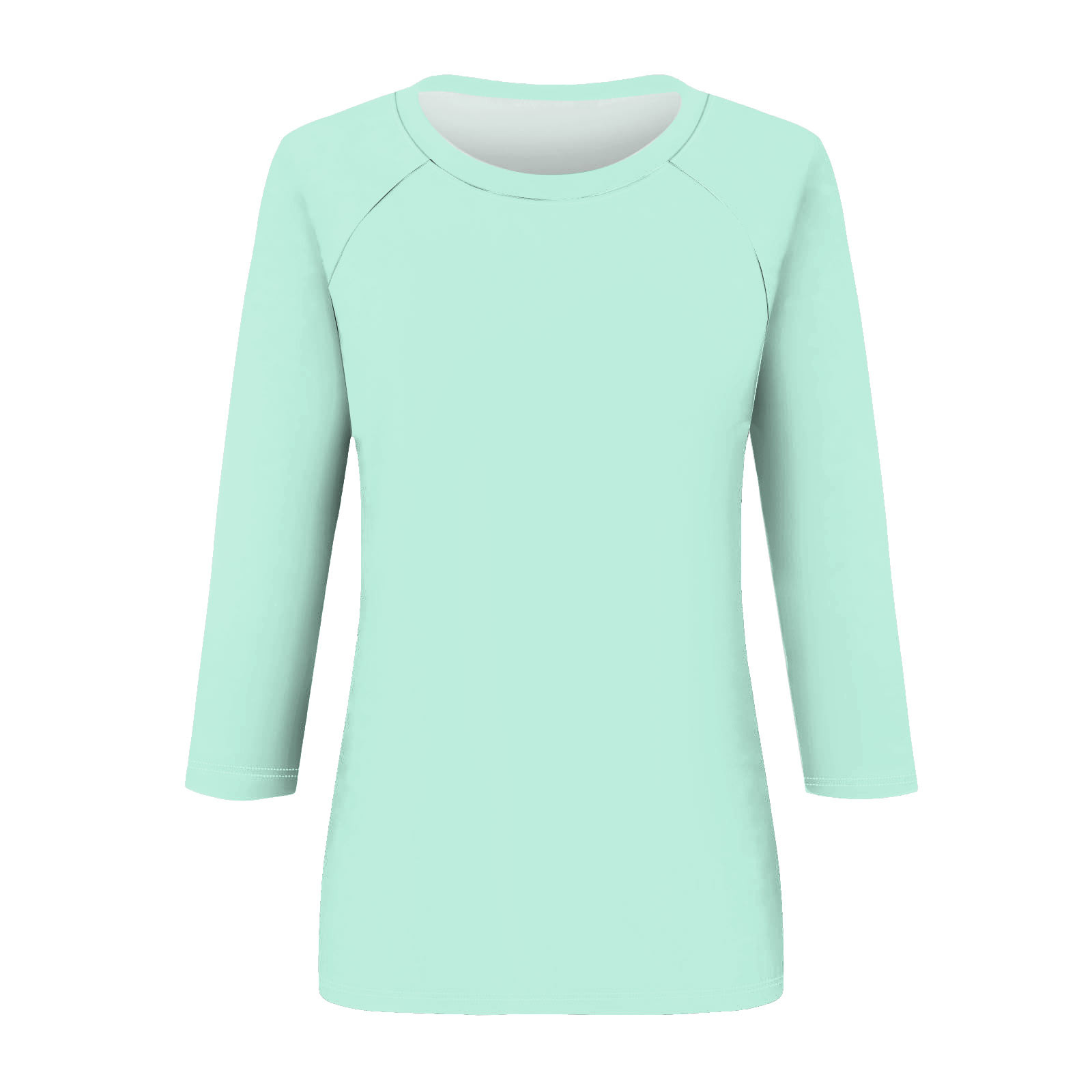 thumbnail image 4 of Camisa raglán informal de manga 3/4 para mujer, cuello redondo, poliéster, color liso, estilo informal y moderno, tallas S-XXL, 4 of 5